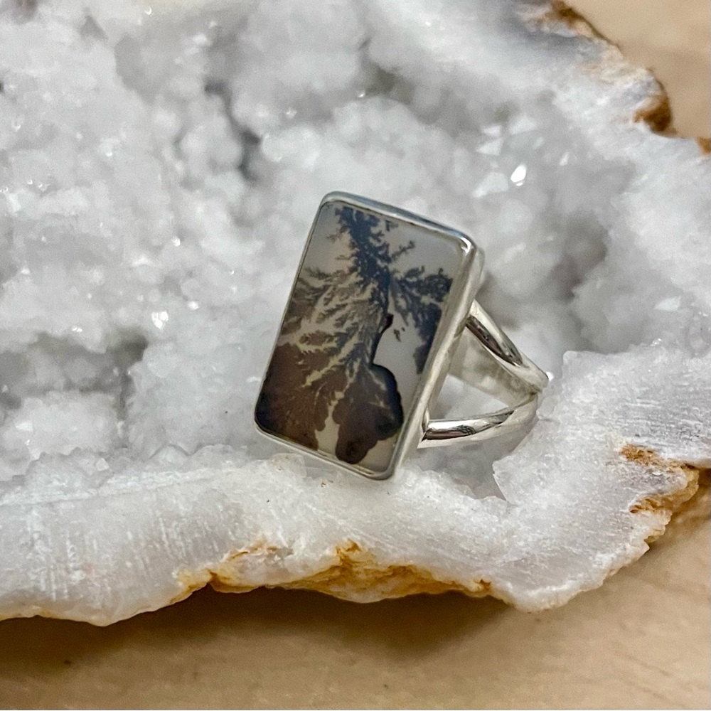 Scenic Dendritic Agate Solid Sterling Silver Ring… - image 3